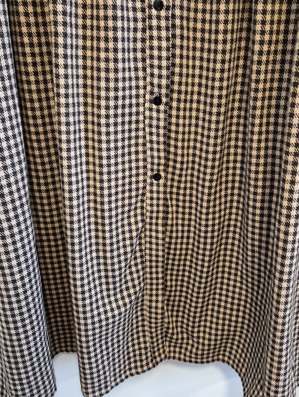 Soolinen Midi Dress Brown Houndstooth Button Front Collared Linen Blend Sz L — image 5 of 8